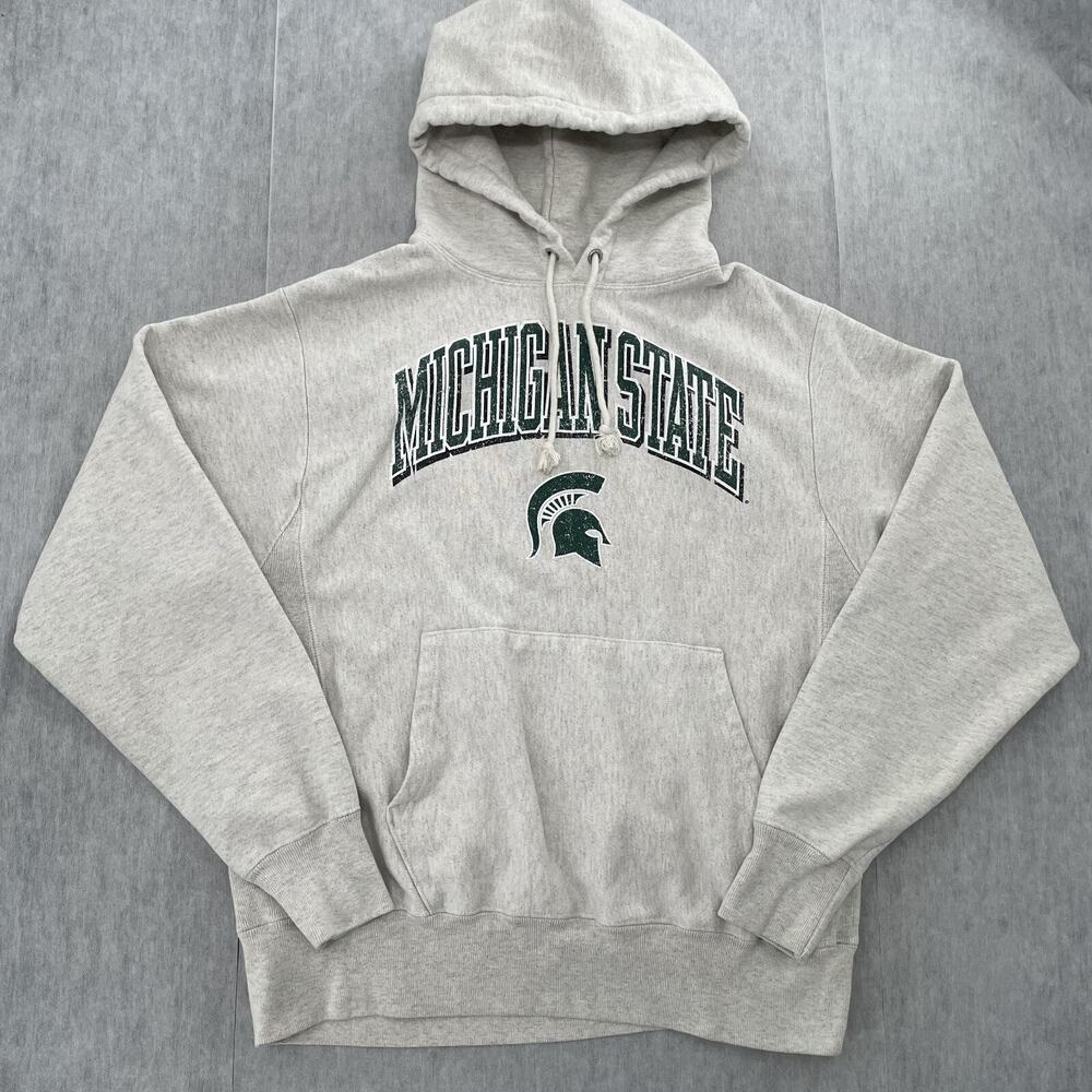 Michigan State Sweater Adult Medium Gray Hoodie Champion Reverse Weave Mens M